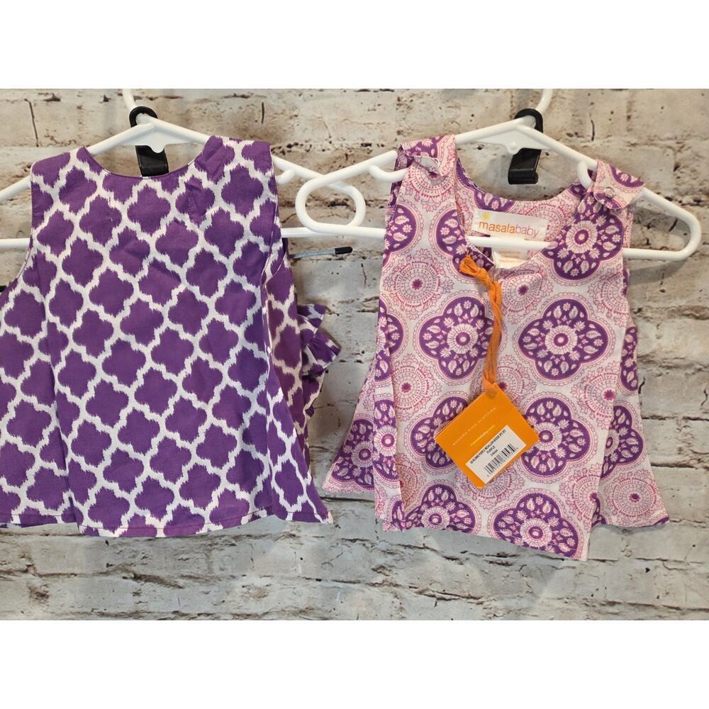 Masala Baby Set Of 2 Tops And One Bottom Summer Outfit Sleeveless Size 3-6...